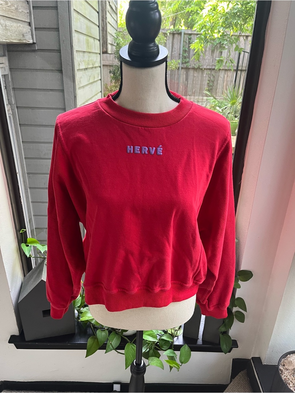 Hervé Léger Red Logo Crewneck Sweatshirt